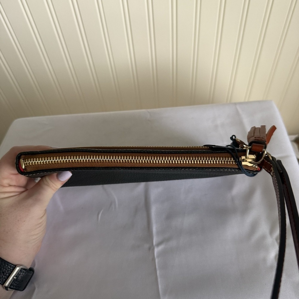 Dooney & Bourke Kirby Tatum Wristlet Clutch Wallet Zip Top Black Brown Tassels - Picture 7 of 15